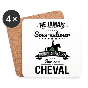 Sous-estimer un quinquagénaire sur son cheval - Dessous de verre (lot de 4) - blanc - Devant