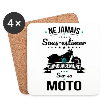 Sous-estimer un quinquagénaire sur sa moto - Dessous de verre (lot de 4) - blanc - Devant