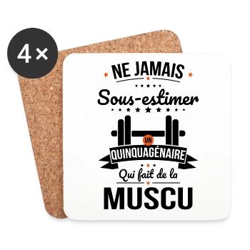 Sous-estimer quinquagénaire qui fait de la muscu - Dessous de verre (lot de 4) - blanc - Devant