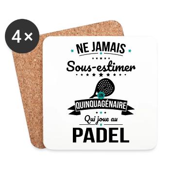 Sous-estimer un quinquagénaire qui joue au padel - Dessous de verre (lot de 4) - blanc - Devant