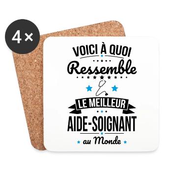 Voici à quoi ressemble le meilleur aide-soignant - Dessous de verre (lot de 4) - blanc - Devant