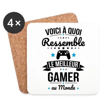 Voici à quoi ressemble le meilleur gamer au monde - Dessous de verre (lot de 4) - blanc - Devant