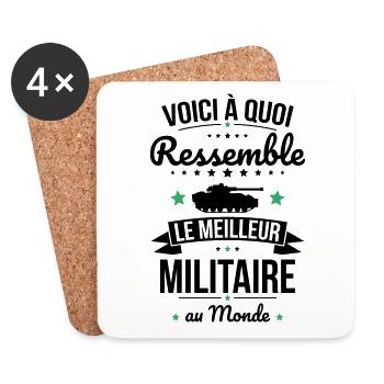 Voici à quoi ressemble le meilleur militaire - Dessous de verre (lot de 4) - blanc - Devant