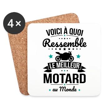 Voici à quoi ressemble le meilleur motard au monde - Dessous de verre (lot de 4) - blanc - Devant
