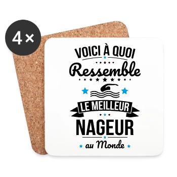 Voici à quoi ressemble le meilleur nageur au monde - Dessous de verre (lot de 4) - blanc - Devant