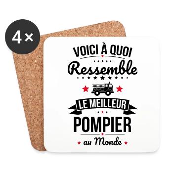 Voici à quoi ressemble le meilleur pompier - Dessous de verre (lot de 4) - blanc - Devant