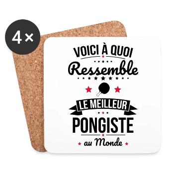 Voici à quoi ressemble le meilleur pongiste - Dessous de verre (lot de 4) - blanc - Devant