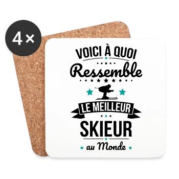 Voici à quoi ressemble le meilleur skieur au monde - Dessous de verre (lot de 4) - blanc - Devant