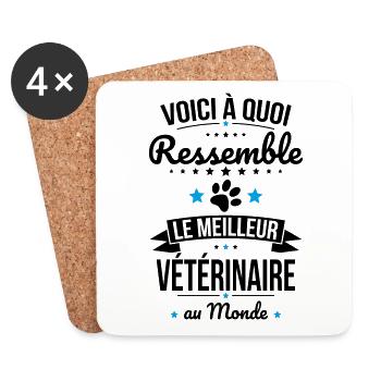 Voici à quoi ressemble le meilleur vétérinaire - Dessous de verre (lot de 4) - blanc - Devant
