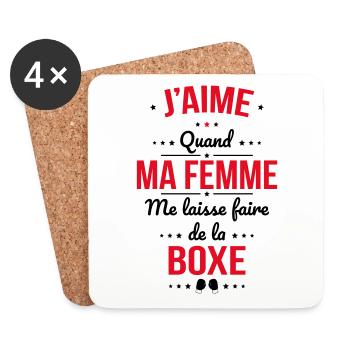J'aime quand ma femme me laisse faire de la boxe - Dessous de verre (lot de 4) - blanc - Devant