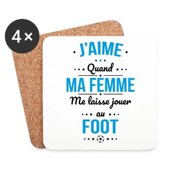 J'aime quand ma femme me laisse jouer au foot - Dessous de verre (lot de 4) - blanc - Devant