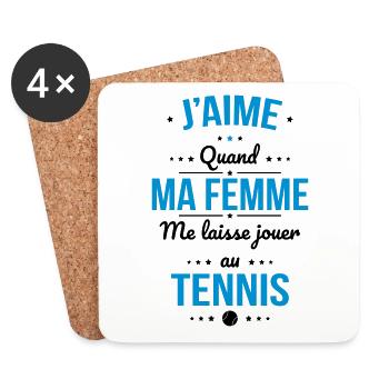 J'aime quand ma femme me laisse jouer au tennis - Dessous de verre (lot de 4) - blanc - Devant