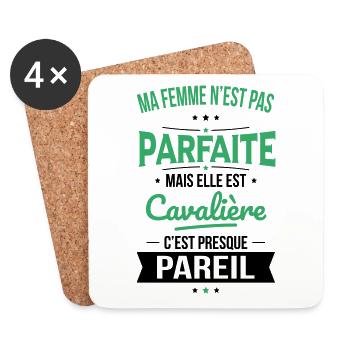 Ma femme pas parfaite mais elle est cavalière - Dessous de verre (lot de 4) - blanc - Devant