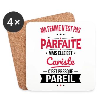 Ma femme n'est pas parfaite mais elle est cariste - Dessous de verre (lot de 4) - blanc - Devant