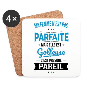 Ma femme n'est pas parfaite mais elle est golfeuse - Dessous de verre (lot de 4) - blanc - Devant