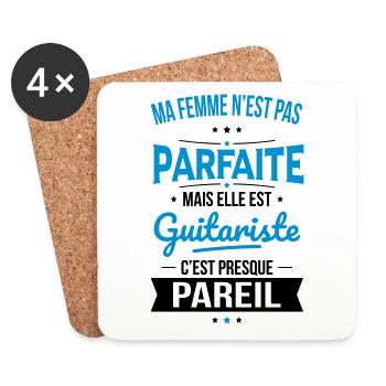 Ma femme pas parfaite mais elle est guitariste - Dessous de verre (lot de 4) - blanc - Devant