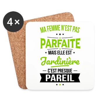 Ma femme pas parfaite mais elle est jardinière - Dessous de verre (lot de 4) - blanc - Devant
