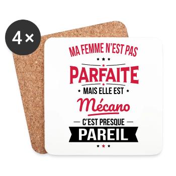 Ma femme pas parfaite mais elle est mécano - Dessous de verre (lot de 4) - blanc - Devant