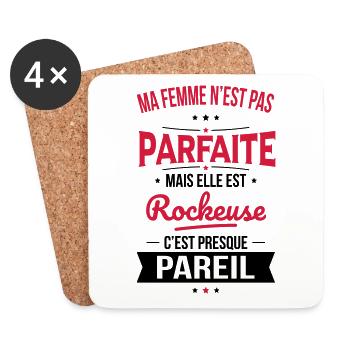 Ma femme n'est pas parfaite mais elle est rockeuse - Dessous de verre (lot de 4) - blanc - Devant