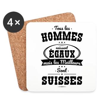 Hommes naissent égaux les meilleurs sont Suisses - Dessous de verre (lot de 4) - blanc - Devant