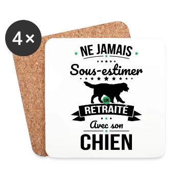 Sous-estimer un retraité avec son chien - Dessous de verre (lot de 4) - blanc - Devant