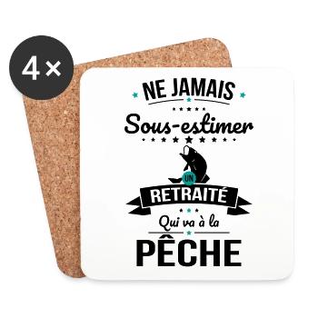 Sous-estimer un retraité qui va à la pêche - Dessous de verre (lot de 4) - blanc - Devant