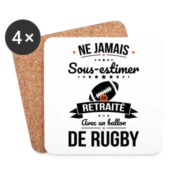 Sous-estimer un retraité avec un ballon de rugby - Dessous de verre (lot de 4) - blanc - Devant