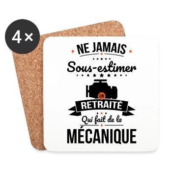 Sous-estimer un retraité qui fait de la mécanique - Dessous de verre (lot de 4) - blanc - Devant