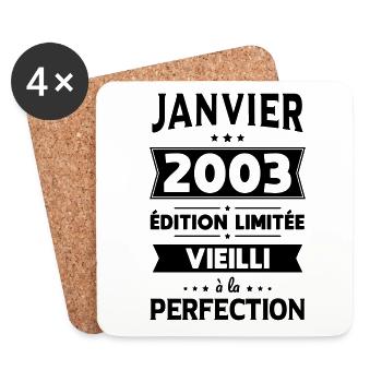 Anniversaire 20 ans - Janvier 2003 Perfection - Dessous de verre (lot de 4) - blanc - Devant