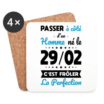 Anniversaire - Né le 29 Février Frôler perfection - Dessous de verre (lot de 4) - blanc - Devant