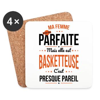Ma femme pas parfaite mais elle est basketteuse - Dessous de verre (lot de 4) - blanc - Devant