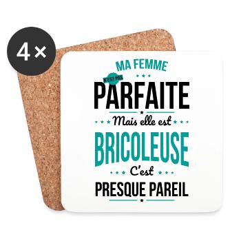 Ma femme pas parfaite mais elle est bricoleuse - Dessous de verre (lot de 4) - blanc - Devant
