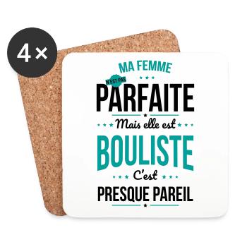 Ma femme n'est pas parfaite mais elle est bouliste - Dessous de verre (lot de 4) - blanc - Devant