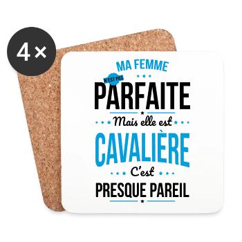 Ma femme pas parfaite mais elle est cavalière - Dessous de verre (lot de 4) - blanc - Devant