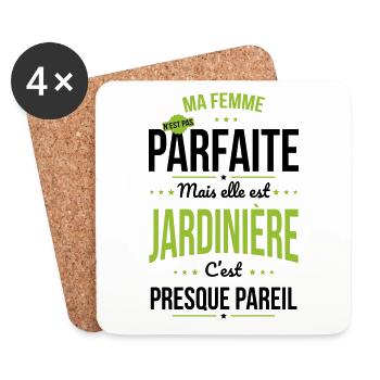 Ma femme pas parfaite mais elle est jardinière - Dessous de verre (lot de 4) - blanc - Devant