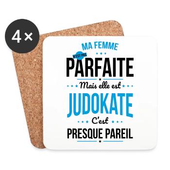 Ma femme pas parfaite mais elle est judokate - Dessous de verre (lot de 4) - blanc - Devant