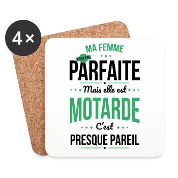 Ma femme pas parfaite mais elle est motarde - Dessous de verre (lot de 4) - blanc - Devant