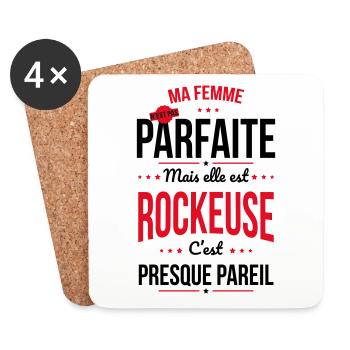 Ma femme n'est pas parfaite mais elle est rockeuse - Dessous de verre (lot de 4) - blanc - Devant