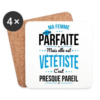 Ma femme pas parfaite mais elle est vététiste - Dessous de verre (lot de 4) - blanc - Devant