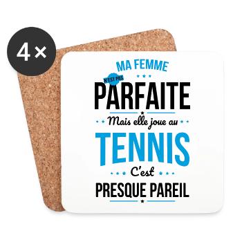 Ma femme pas parfaite mais elle joue au tennis - Dessous de verre (lot de 4) - blanc - Devant