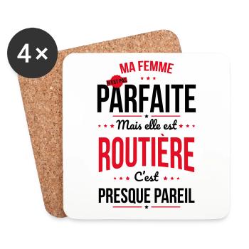 Ma femme n'est pas parfaite mais elle est routière - Dessous de verre (lot de 4) - blanc - Devant
