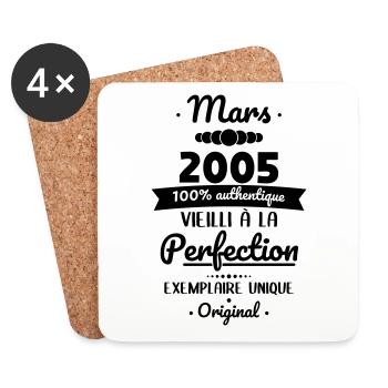 Anniversaire 20 ans - Mars 2005 Original - Dessous de verre (lot de 4) - blanc - Devant