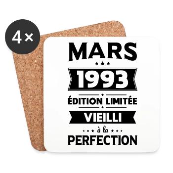 Anniversaire 30 ans - Mars 1993 Perfection - Dessous de verre (lot de 4) - blanc - Devant
