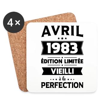 Anniversaire 40 ans - Avril 1983 Perfection - Dessous de verre (lot de 4) - blanc - Devant