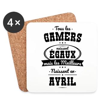 Gamers égaux meilleurs naissent en Avril - Dessous de verre (lot de 4) - blanc - Devant