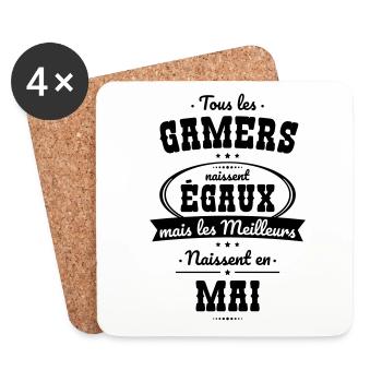 Gamers égaux meilleurs naissent en Mai - Dessous de verre (lot de 4) - blanc - Devant