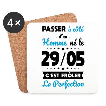 Anniversaire - Né le 29 Mai Frôler perfection - Dessous de verre (lot de 4) - blanc - Devant