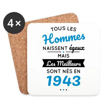 Anniversaire 81 ans - Meilleurs sont nés en 1943 - Dessous de verre (lot de 4) - blanc - Devant