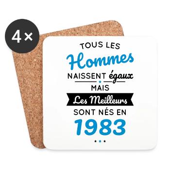 Anniversaire 40 ans - Meilleurs sont nés en 1983 - Dessous de verre (lot de 4) - blanc - Devant