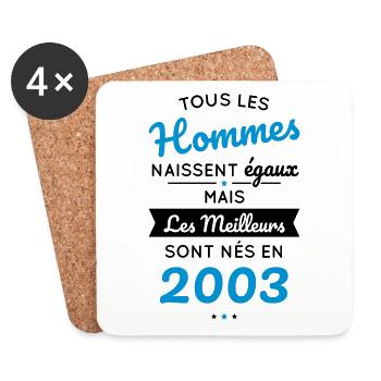 Anniversaire 20 ans - Meilleurs sont nés en 2003 - Dessous de verre (lot de 4) - blanc - Devant